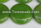 CCN3845 15.5 inches 30mm flat round candy jade beads wholesale