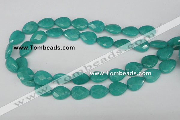 CCN385 15.5 inches 15*20mm faceted flat teardrop candy jade beads