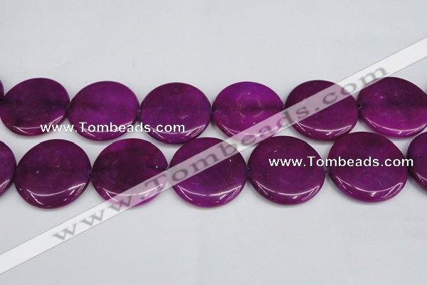 CCN3854 15.5 inches 35mm flat round candy jade beads wholesale