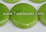 CCN3856 15.5 inches 35mm flat round candy jade beads wholesale