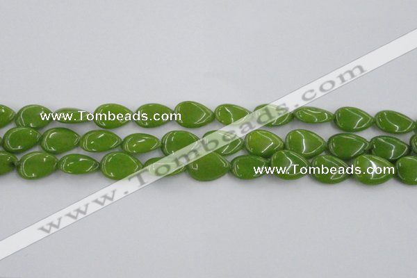 CCN3868 15.5 inches 13*18mm flat teardrop candy jade beads