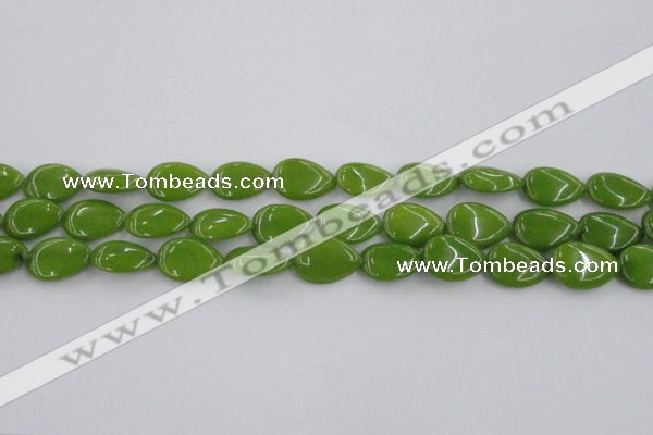 CCN3868 15.5 inches 13*18mm flat teardrop candy jade beads