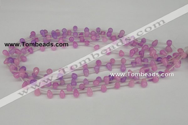 CCN430 15.5 inches Top-drilled 6*9mm teardrop candy jade beads