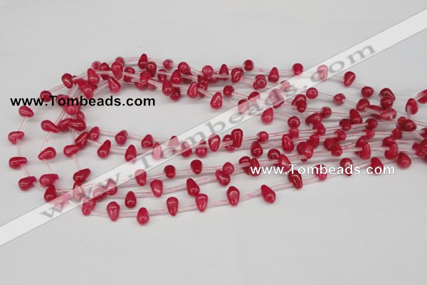 CCN436 15.5 inches Top-drilled 6*9mm teardrop candy jade beads