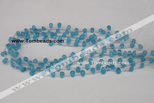 CCN440 15.5 inches Top-drilled 6*9mm teardrop candy jade beads