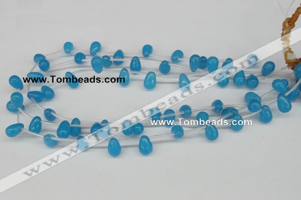 CCN457 15.5 inches Top-drilled 8*12mm teardrop candy jade beads