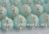 CCN4612 15.5 inches 10mm round candy jade with rhinestone beads