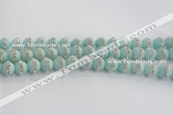 CCN4612 15.5 inches 10mm round candy jade with rhinestone beads