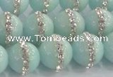 CCN4613 15.5 inches 12mm round candy jade with rhinestone beads