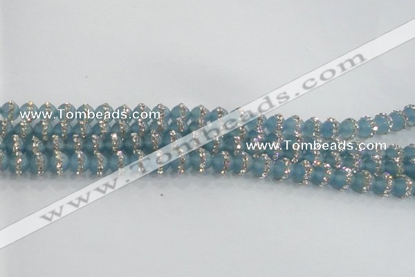 CCN4615 15.5 inches 6mm round candy jade with rhinestone beads