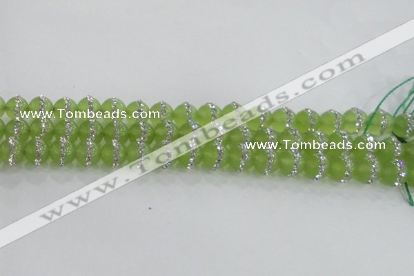 CCN4620 15.5 inches 6mm round candy jade with rhinestone beads