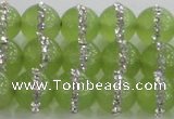 CCN4623 15.5 inches 12mm round candy jade with rhinestone beads