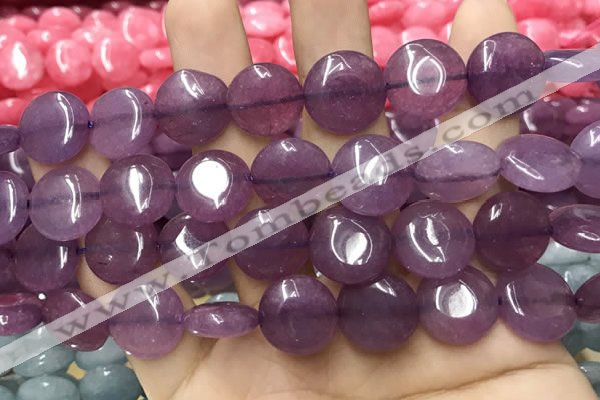 CCN5873 15 inches 15mm flat round candy jade beads Wholesale