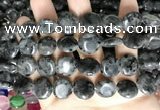 CCN5918 15 inches 15mm flat round black labradorite beads Wholesale