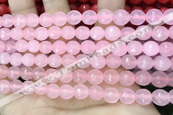 CCN6303 15.5 inches 8mm faceted round candy jade beads Wholesale