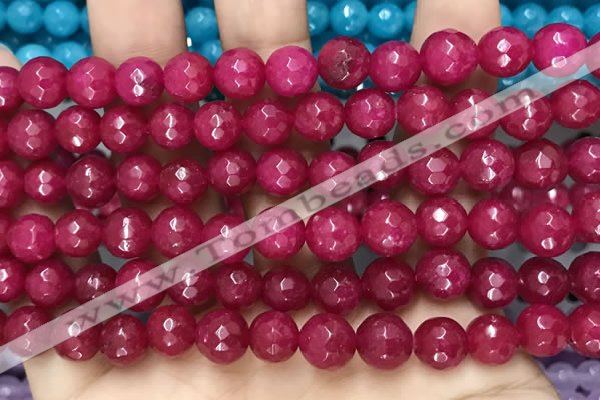 CCN6316 15.5 inches 8mm faceted round candy jade beads Wholesale