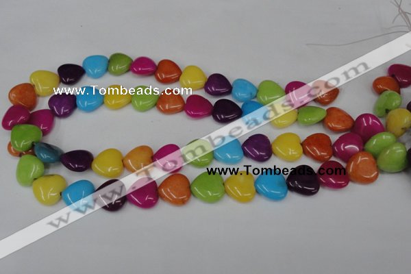 CCN727 15.5 inches 15*15mm heart candy jade beads wholesale