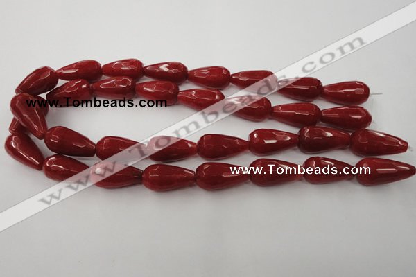 CCN992 15.5 inches 13*25mm faceted teardrop candy jade beads