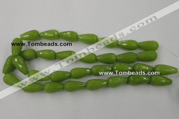 CCN997 15.5 inches 13*25mm faceted teardrop candy jade beads