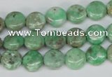 CCO110 15.5 inches 10mm flat round dyed natural chrysotine beads