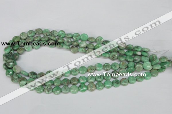 CCO110 15.5 inches 10mm flat round dyed natural chrysotine beads