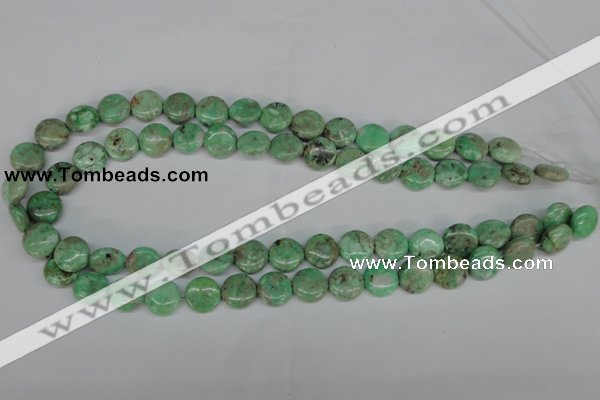 CCO111 15.5 inches 12mm flat round dyed natural chrysotine beads