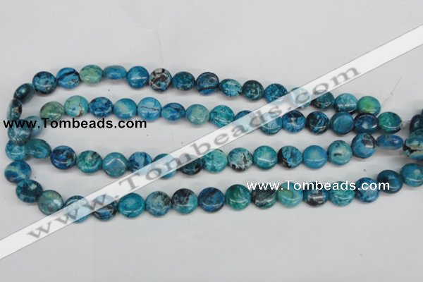 CCO175 15.5 inches 12mm flat round dyed natural chrysotine beads