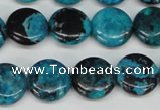 CCO176 15.5 inches 14mm flat round dyed natural chrysotine beads