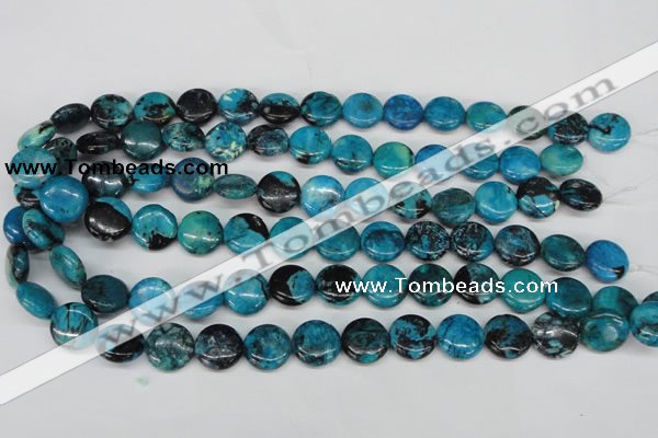 CCO176 15.5 inches 14mm flat round dyed natural chrysotine beads