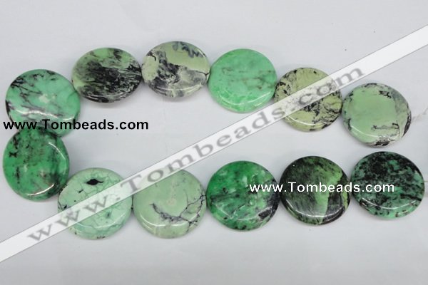 CCO36 15.5 inches 35mm flat round natural chrysotine beads