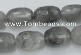 CCQ101 15.5 inches faceted egg-shaped 13*17mm cloudy quartz beads