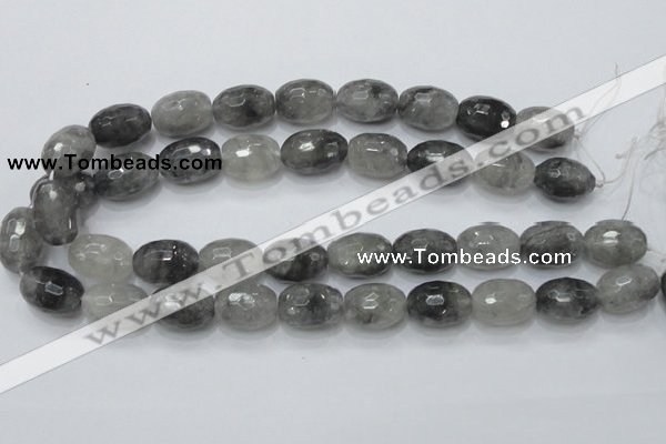 CCQ102 15.5 inches 15*20mm faceted egg-shaped cloudy quartz beads