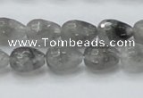 CCQ108 15.5 inches 10*14mm faceted teardrop cloudy quartz beads