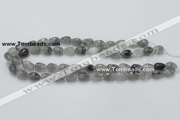 CCQ108 15.5 inches 10*14mm faceted teardrop cloudy quartz beads