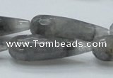 CCQ110 15.5 inches 12*40mm faceted teardrop cloudy quartz beads