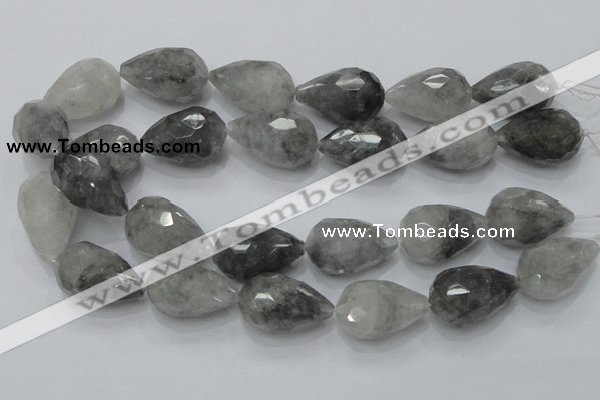 CCQ112 15.5 inches 20*30mm faceted teardrop cloudy quartz beads