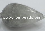 CCQ114 15.5 inches 30*50mm faceted teardrop cloudy quartz beads