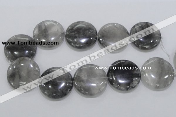 CCQ123 15.5 inches 40mm coin cloudy quartz beads wholesale