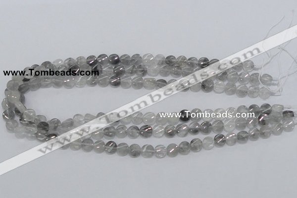 CCQ125 15.5 inches 8mm twisted coin cloudy quartz beads wholesale