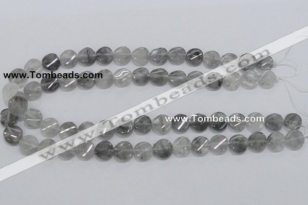 CCQ127 15.5 inches 12mm twisted coin cloudy quartz beads wholesale