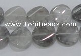 CCQ128 15.5 inches 15mm twisted coin cloudy quartz beads wholesale