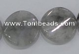 CCQ130 15.5 inches 25mm twisted coin cloudy quartz beads wholesale