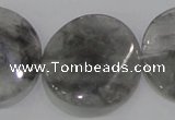 CCQ131 15.5 inches 30mm twisted coin cloudy quartz beads wholesale