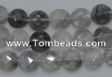 CCQ134 15.5 inches 10mm faceted coin cloudy quartz beads wholesale