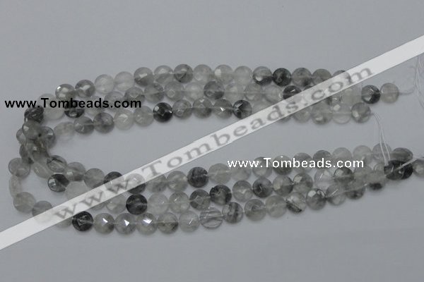 CCQ134 15.5 inches 10mm faceted coin cloudy quartz beads wholesale