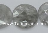 CCQ139 15.5 inches 30mm faceted coin cloudy quartz beads wholesale