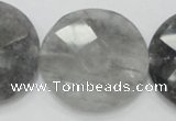 CCQ141 15.5 inches 40mm faceted coin cloudy quartz beads wholesale