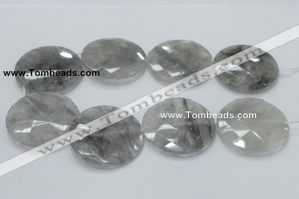 CCQ142 15.5 inches 50mm faceted coin cloudy quartz beads wholesale