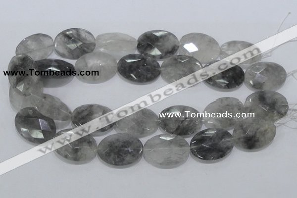 CCQ157 15.5 inches 24*30mm faceted oval cloudy quartz beads wholesale