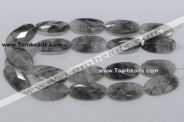 CCQ158 15.5 inches 20*40mm faceted oval cloudy quartz beads wholesale